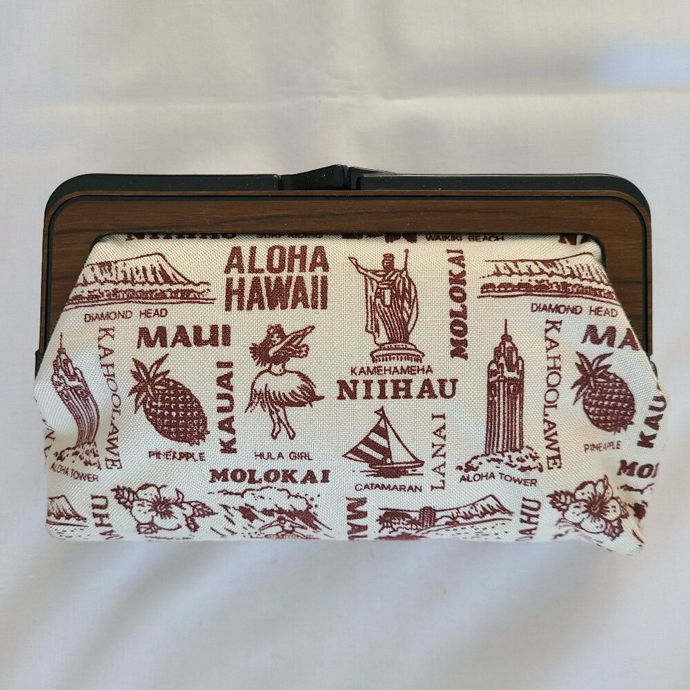 Vintage Hawaii Canvas Clutch or Makeup Bag